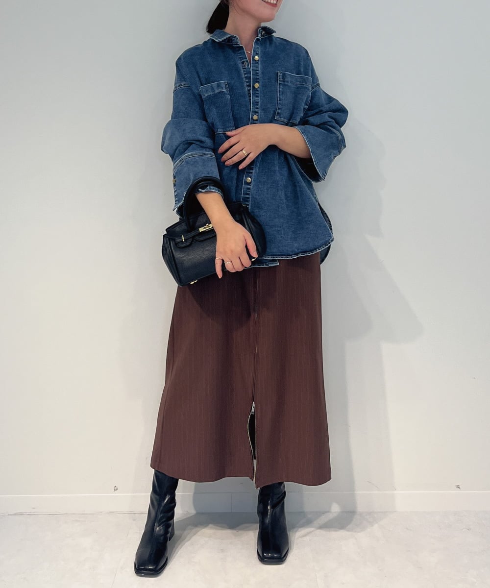 ZMBAE27138 al'aise modulation(アレーズモジュレーション) BIGカフスオーバーシルエットデニムシャツ ブルー