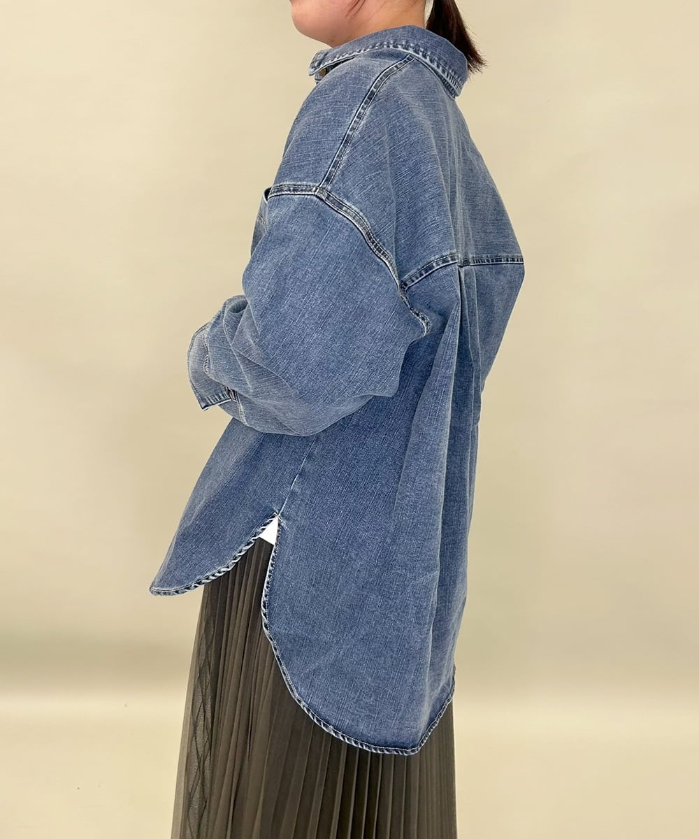 ZMBAE27138 al'aise modulation(アレーズモジュレーション) BIGカフスオーバーシルエットデニムシャツ ブルー