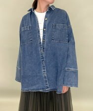 ZMBAE27138 al'aise modulation(アレーズモジュレーション) BIGカフスオーバーシルエットデニムシャツ ブルー