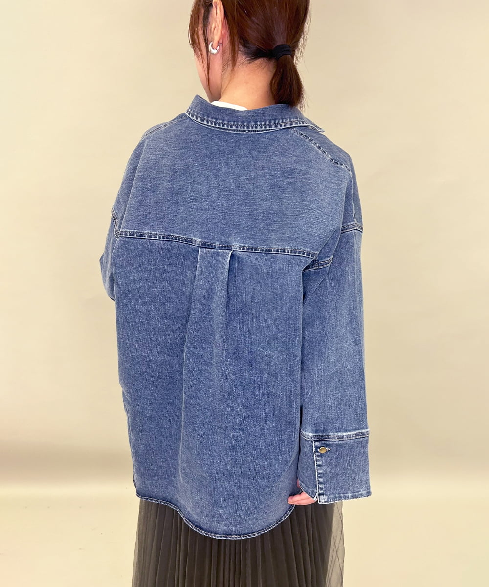 ZMBAE27138 al'aise modulation(アレーズモジュレーション) BIGカフスオーバーシルエットデニムシャツ ブルー