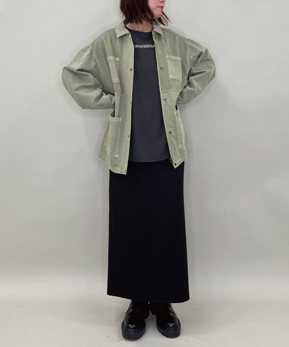 ZMBAE28120 al'aise modulation(アレーズモジュレーション) メッセージロゴTブラウス ダークグレー