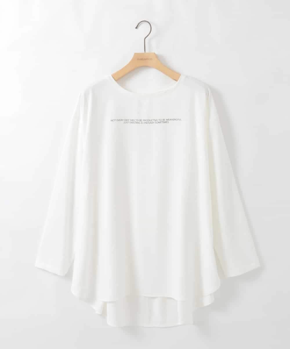 ZMBAE28120 al'aise modulation(アレーズモジュレーション) メッセージロゴTブラウス ホワイト