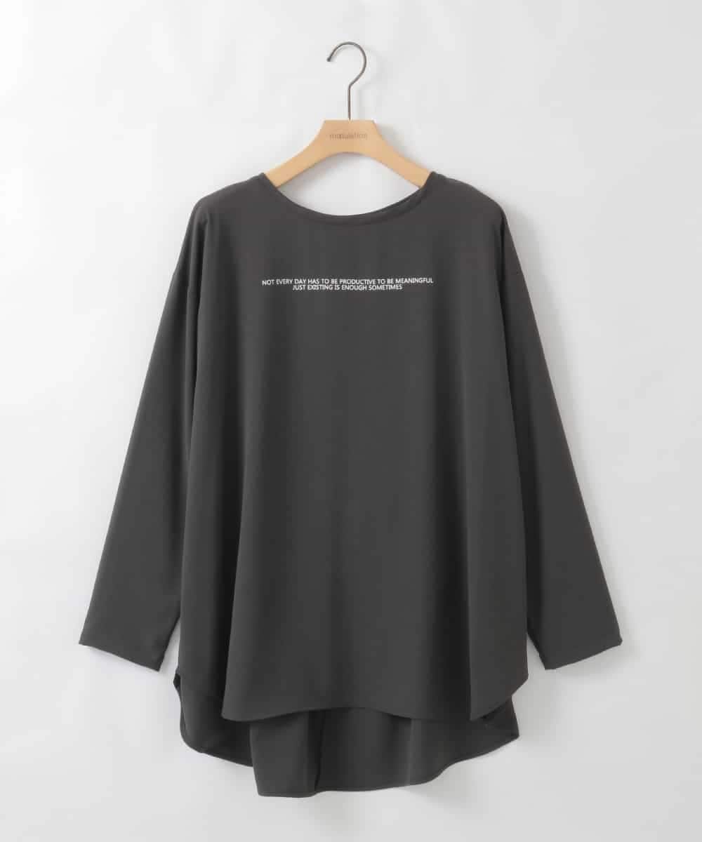 ZMBAE28120 al'aise modulation(アレーズモジュレーション) メッセージロゴTブラウス ダークグレー