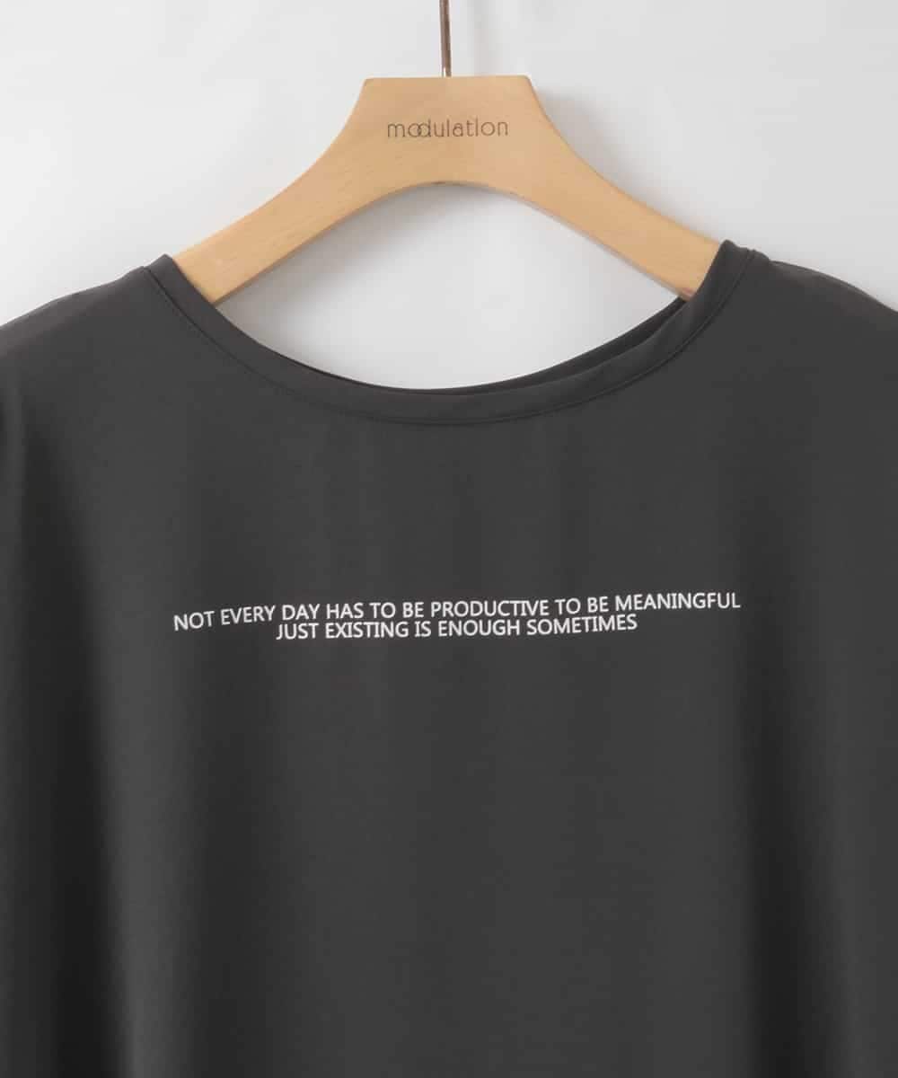 ZMBAE28120 al'aise modulation(アレーズモジュレーション) メッセージロゴTブラウス ダークグレー