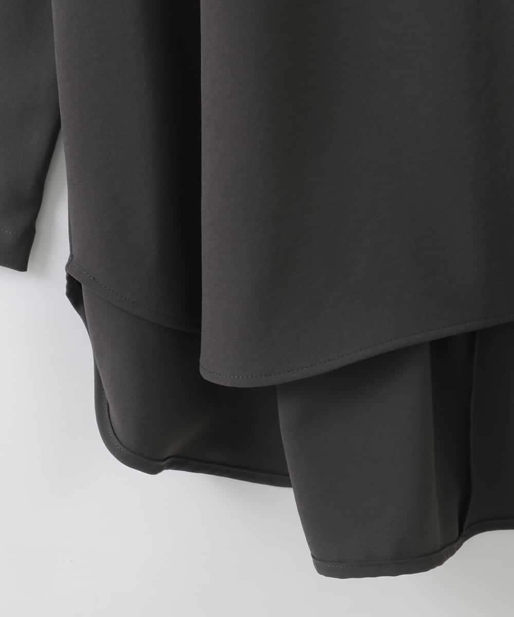 ZMBAE28120 al'aise modulation(アレーズモジュレーション) メッセージロゴTブラウス ダークグレー