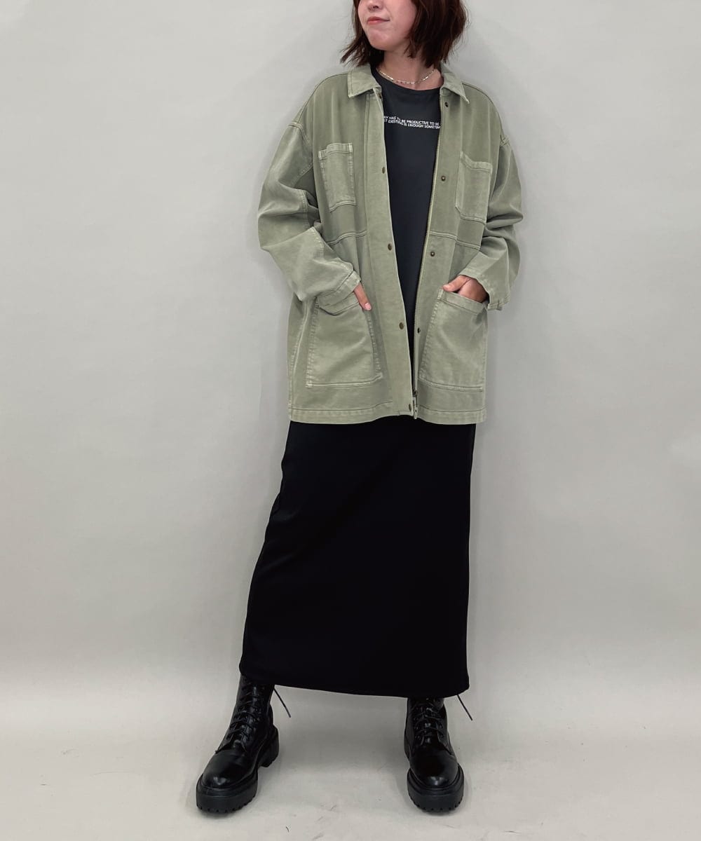 ZMBAE29170 al'aise modulation(アレーズモジュレーション) デニムライクオーバーシャツ カーキ