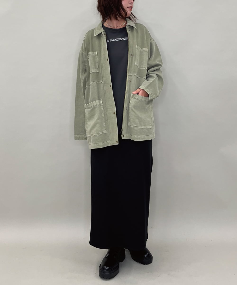 ZMBAE29170 al'aise modulation(アレーズモジュレーション) デニムライクオーバーシャツ カーキ