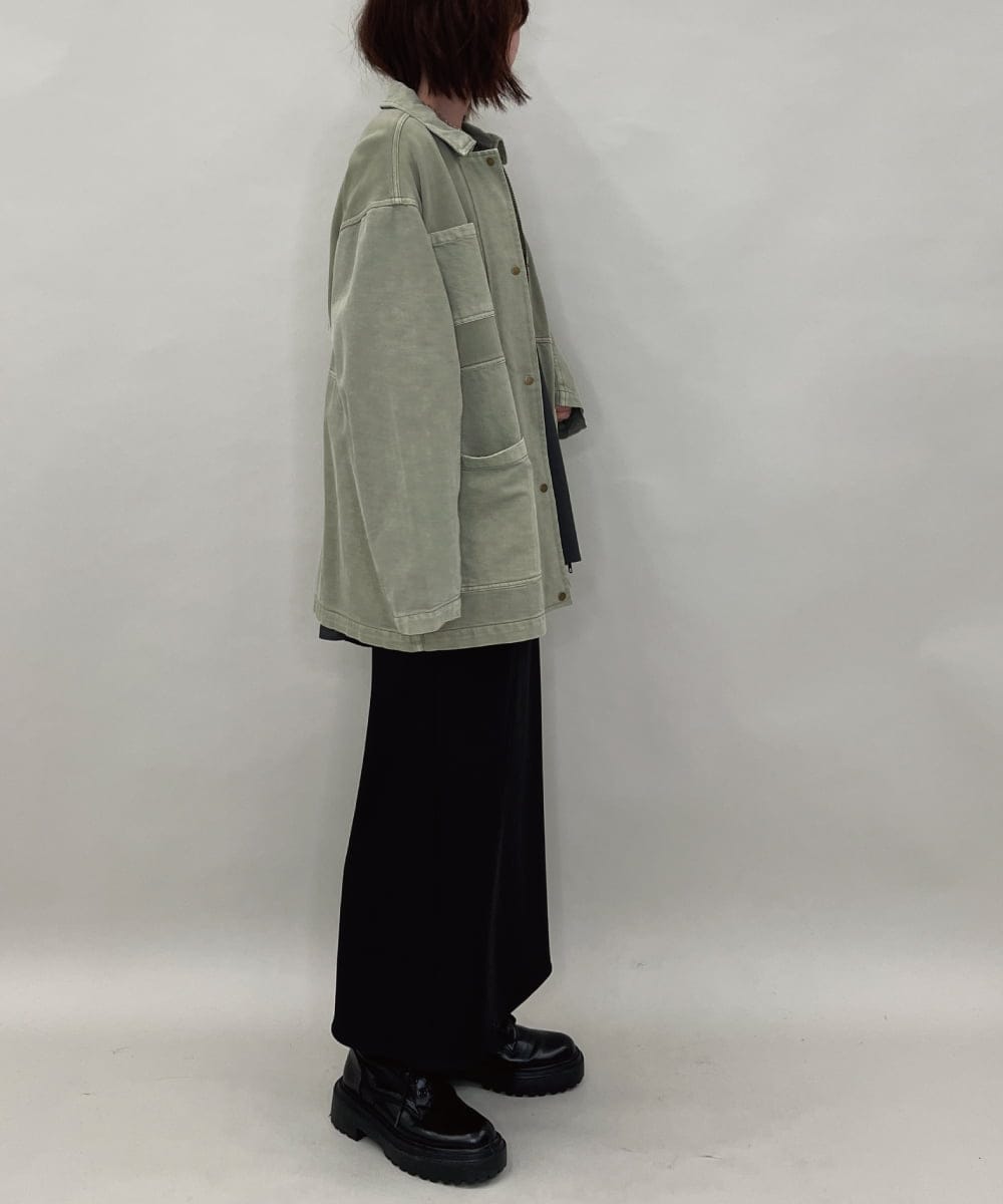 ZMBAE29170 al'aise modulation(アレーズモジュレーション) デニムライクオーバーシャツ カーキ