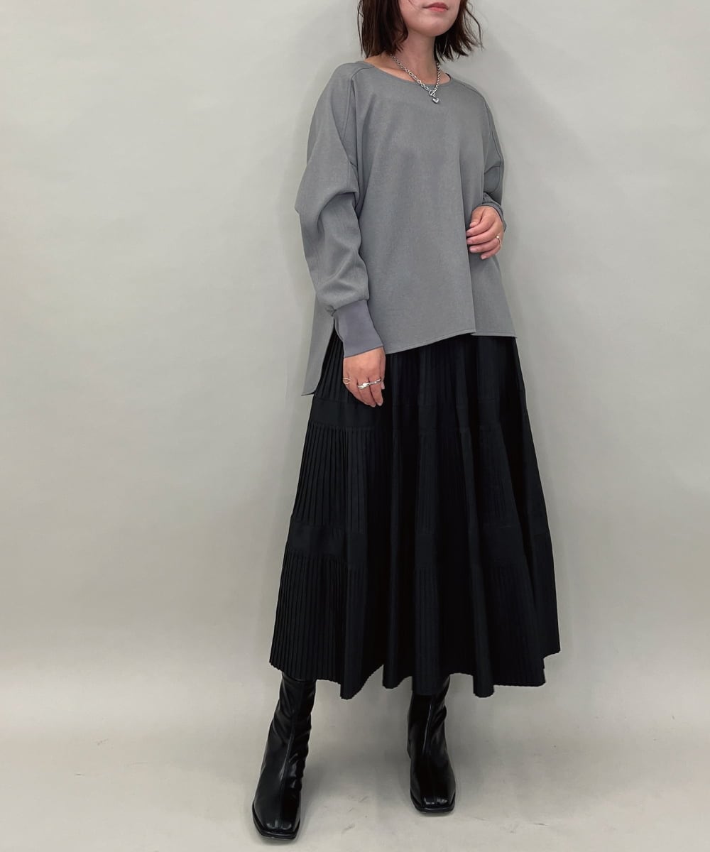 ZMBAE30130 al'aise modulation(アレーズモジュレーション) 【洗える】テールロングミニマムブラウス ダークグレー