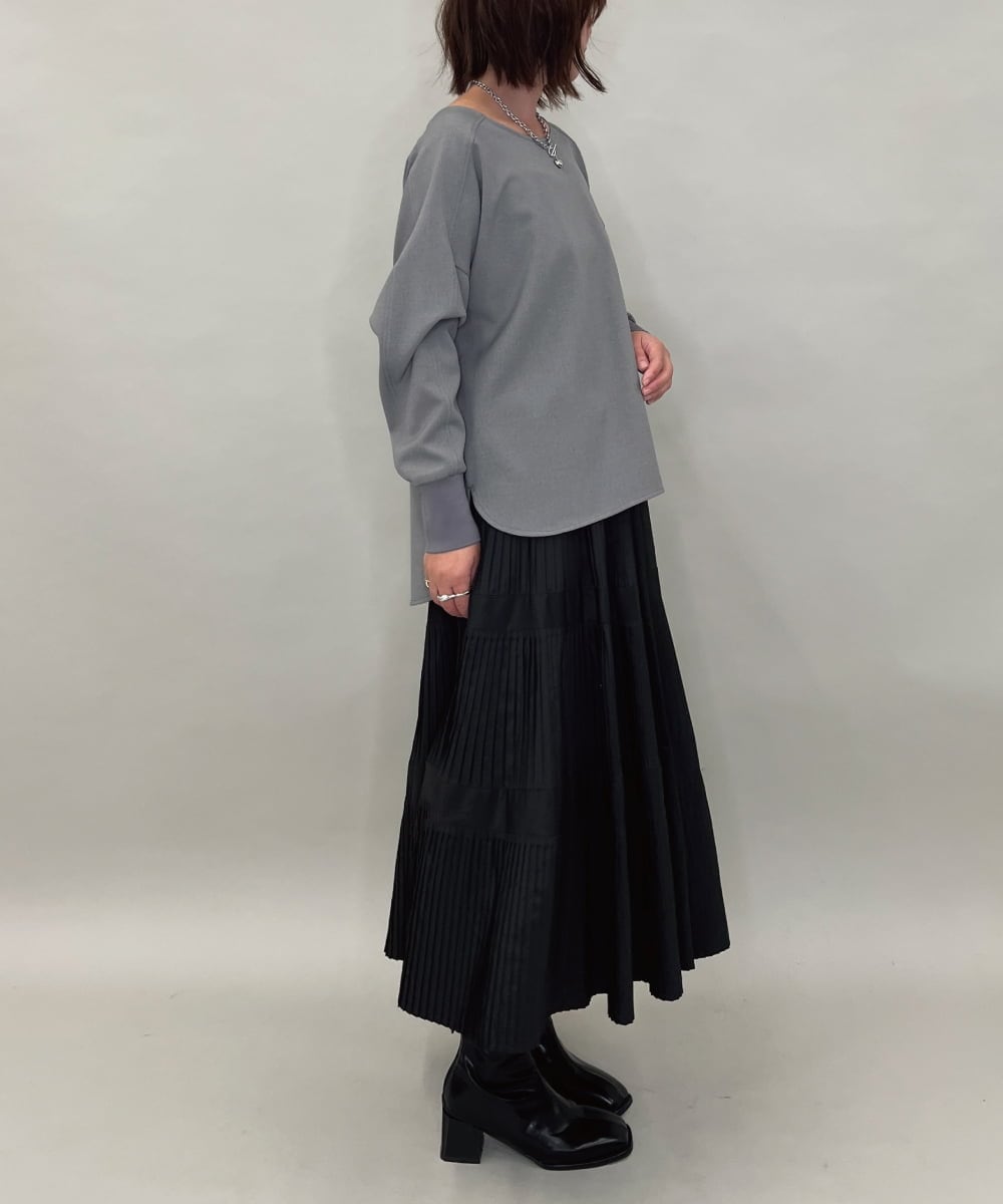 ZMBAE30130 al'aise modulation(アレーズモジュレーション) 【洗える】テールロングミニマムブラウス ダークグレー