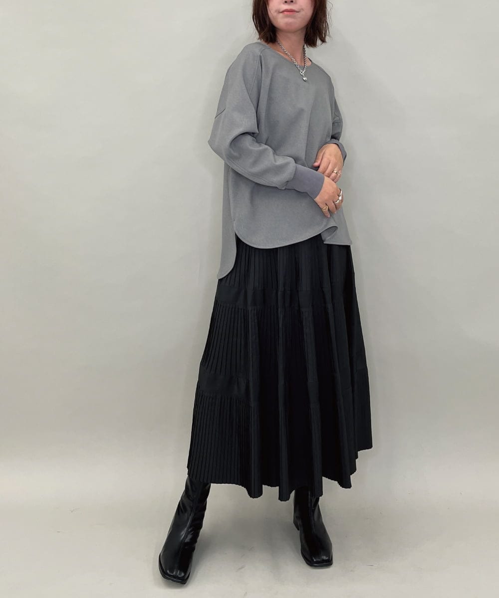 ZMBAE30130 al'aise modulation(アレーズモジュレーション) 【洗える】テールロングミニマムブラウス ダークグレー