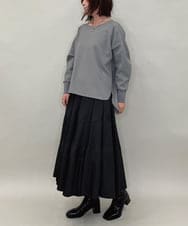 ZMBAE30130 al'aise modulation(アレーズモジュレーション) 【洗える】テールロングミニマムブラウス ダークグレー