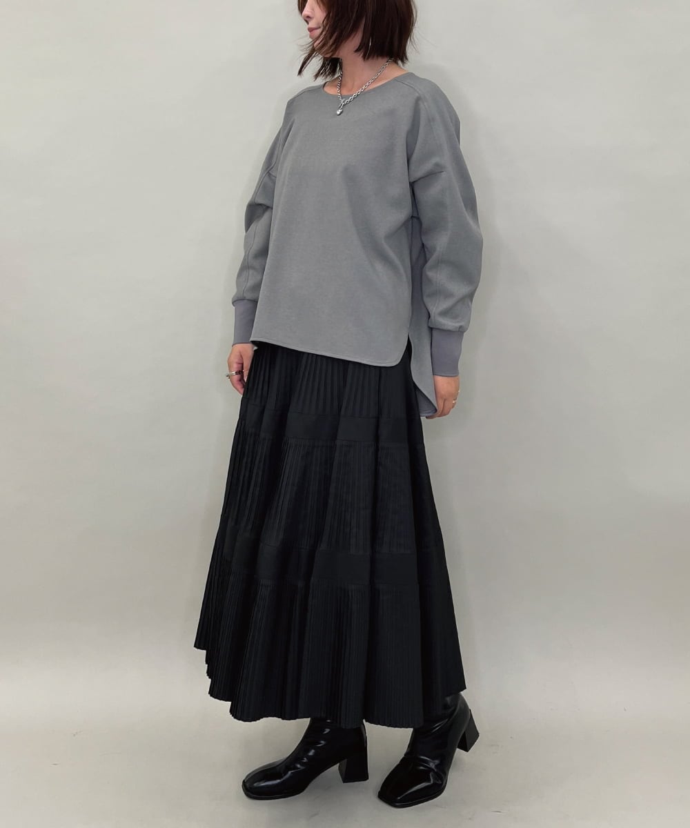 ZMBAE30130 al'aise modulation(アレーズモジュレーション) 【洗える】テールロングミニマムブラウス ダークグレー