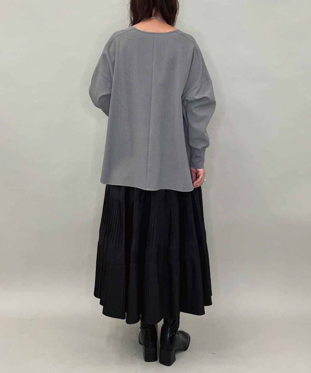 ZMBAE30130 al'aise modulation(アレーズモジュレーション) 【洗える】テールロングミニマムブラウス ダークグレー