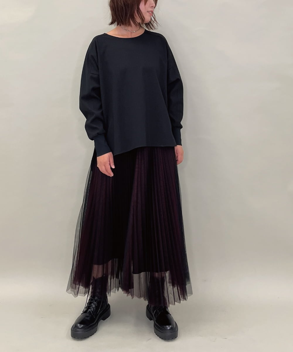 ZMBAE30130 al'aise modulation(アレーズモジュレーション) 【洗える】テールロングミニマムブラウス ブラック