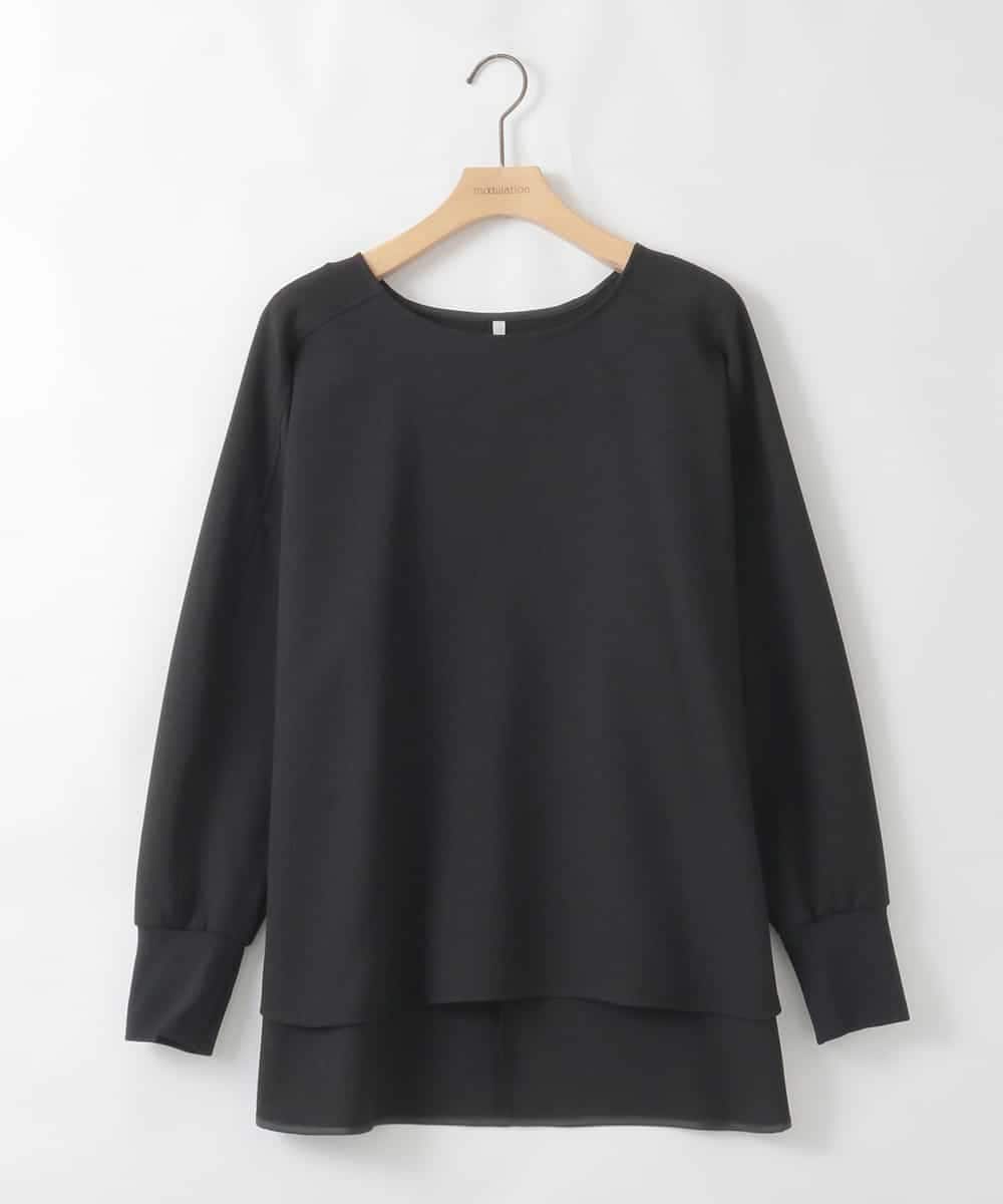 ZMBAE30130 al'aise modulation(アレーズモジュレーション) 【洗える】テールロングミニマムブラウス ブラック