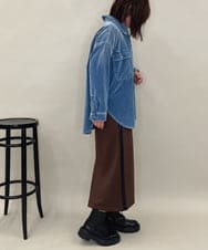 ZMBAE31190 al'aise modulation(アレーズモジュレーション) デニムカラーベロアデザインシャツ ライトブルー