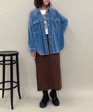 ZMBAE31190 al'aise modulation(アレーズモジュレーション) デニムカラーベロアデザインシャツ ライトブルー