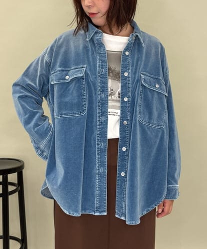 ZMBAE31190 al'aise modulation デニムカラーベロアデザインシャツ