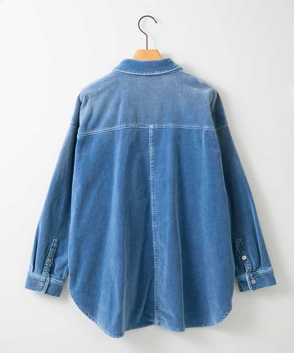 ZMBAE31190 al'aise modulation(アレーズモジュレーション) デニムカラーベロアデザインシャツ ライトブルー