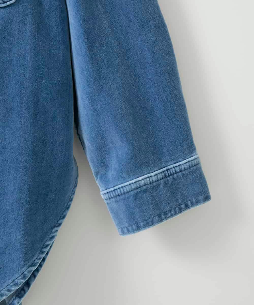 ZMBAE31190 al'aise modulation(アレーズモジュレーション) デニムカラーベロアデザインシャツ ライトブルー