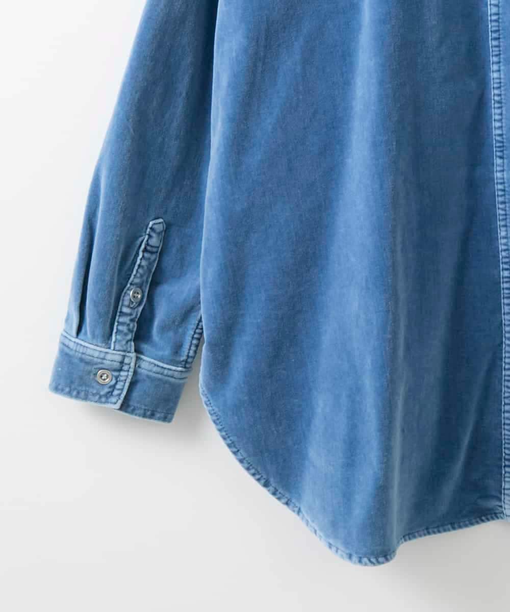 ZMBAE31190 al'aise modulation(アレーズモジュレーション) デニムカラーベロアデザインシャツ ライトブルー