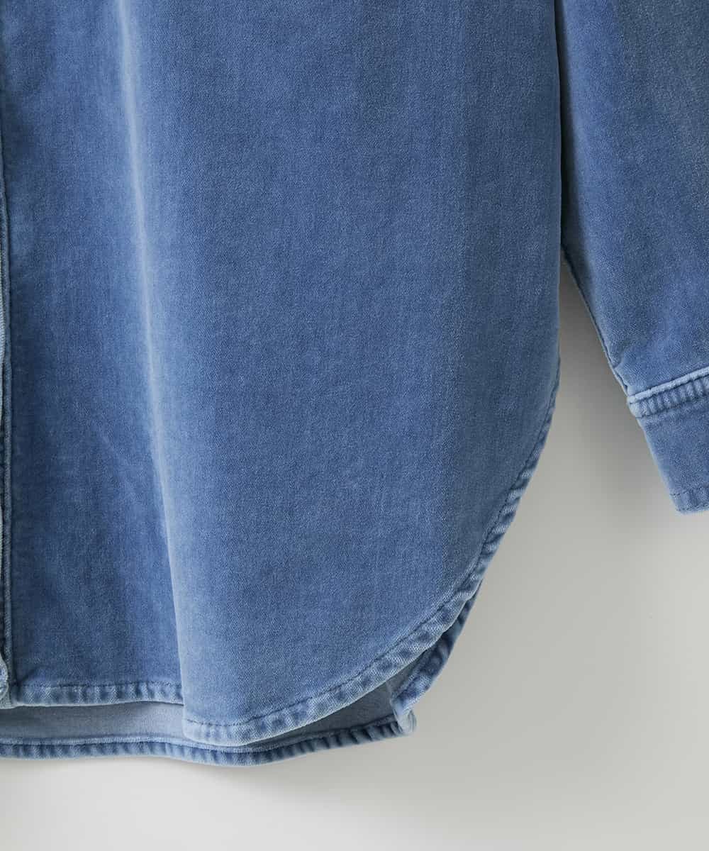 ZMBAE31190 al'aise modulation(アレーズモジュレーション) デニムカラーベロアデザインシャツ ライトブルー