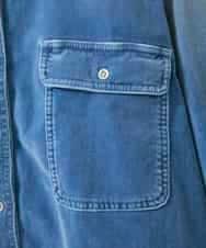 ZMBAE31190 al'aise modulation(アレーズモジュレーション) デニムカラーベロアデザインシャツ ライトブルー