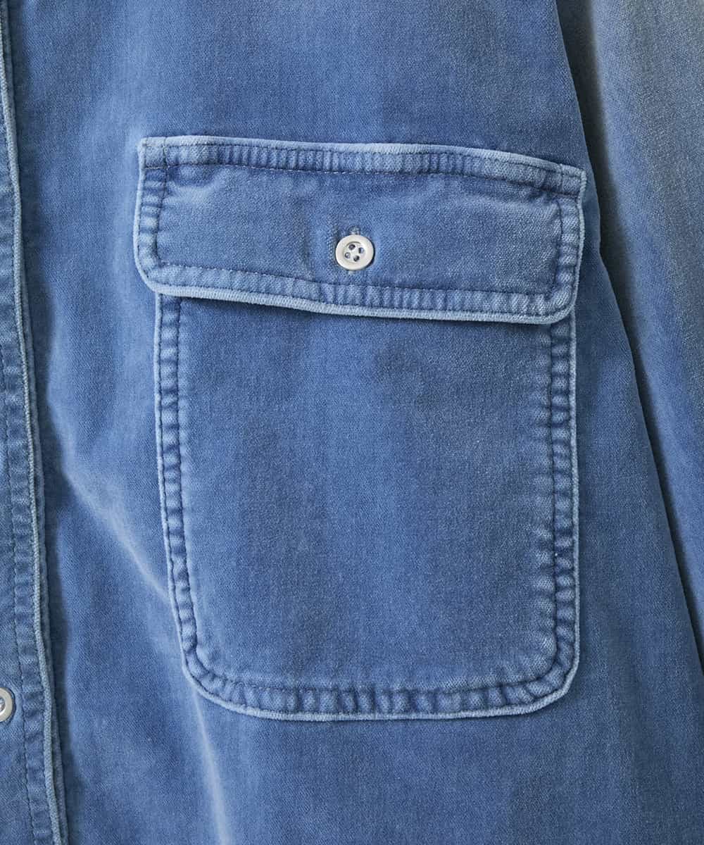 ZMBAE31190 al'aise modulation(アレーズモジュレーション) デニムカラーベロアデザインシャツ ライトブルー