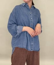 ZMBAE35150 al'aise modulation(アレーズモジュレーション) バックボタンデニムシャツ ネイビー