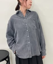 ZMBAE35150 al'aise modulation(アレーズモジュレーション) バックボタンデニムシャツ ブラック