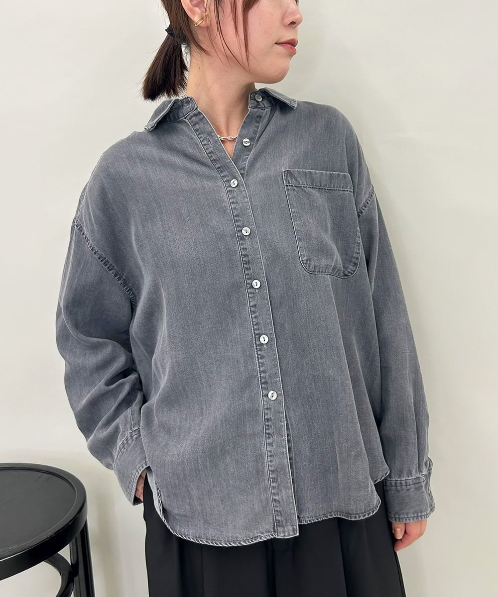 ZMBAE35150 al'aise modulation(アレーズモジュレーション) バックボタンデニムシャツ ブラック