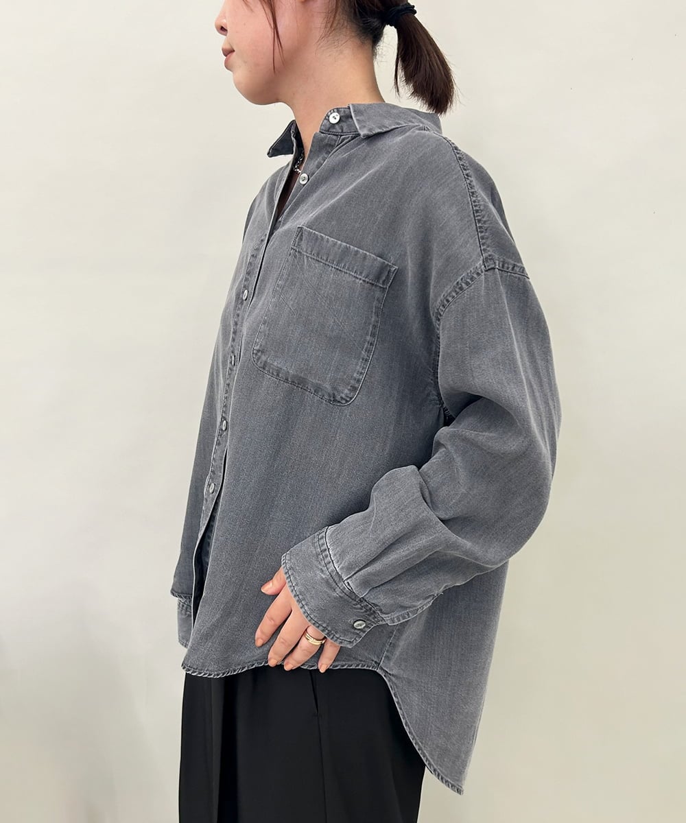 ZMBAE35150 al'aise modulation(アレーズモジュレーション) バックボタンデニムシャツ ブラック