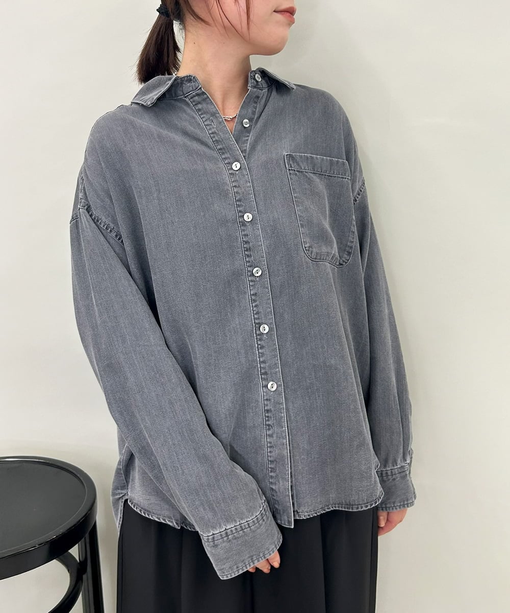 ZMBAE35150 al'aise modulation(アレーズモジュレーション) バックボタンデニムシャツ ブラック