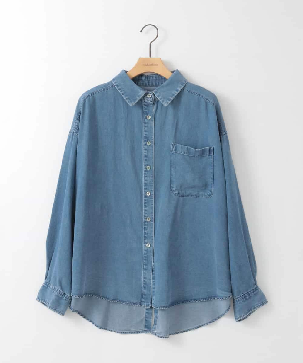 ZMBAE35150 al'aise modulation(アレーズモジュレーション) バックボタンデニムシャツ ネイビー