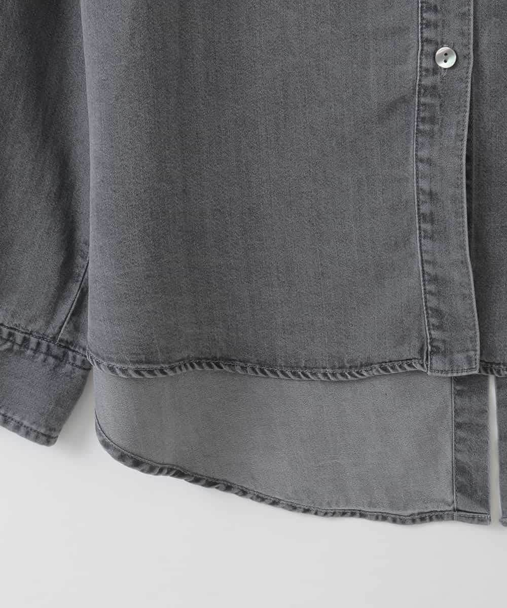 ZMBAE35150 al'aise modulation(アレーズモジュレーション) バックボタンデニムシャツ ブラック