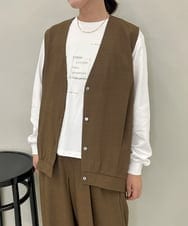 ZMBAE38150 al'aise modulation(アレーズモジュレーション) 【セットアップ対応】タックデザインボリュームシルエットベスト ブラウン