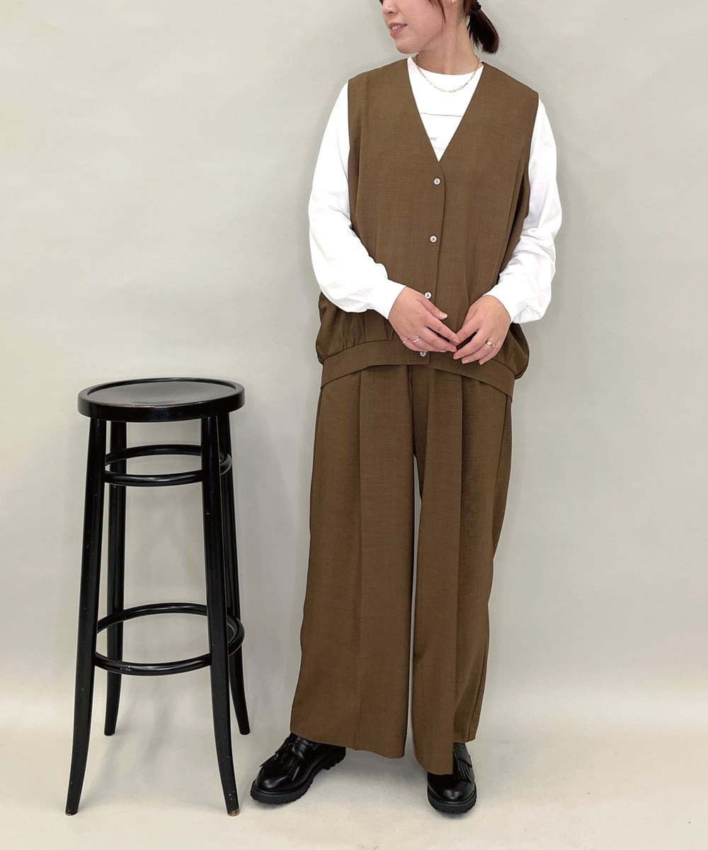 ZMBAE38150 al'aise modulation(アレーズモジュレーション) 【セットアップ対応】タックデザインボリュームシルエットベスト ブラウン