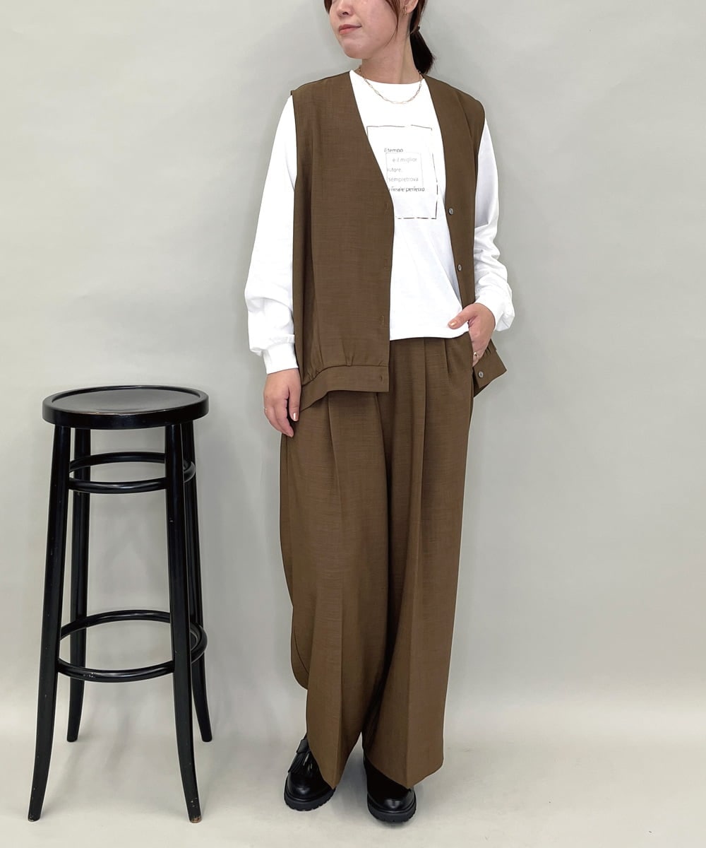 ZMBAE38150 al'aise modulation(アレーズモジュレーション) 【セットアップ対応】タックデザインボリュームシルエットベスト ブラウン