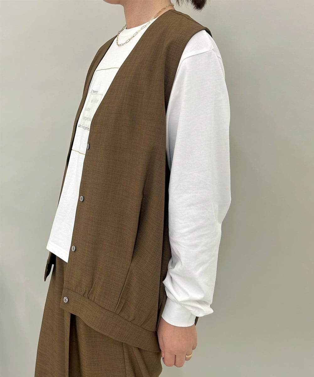 ZMBAE38150 al'aise modulation(アレーズモジュレーション) 【セットアップ対応】タックデザインボリュームシルエットベスト ブラウン