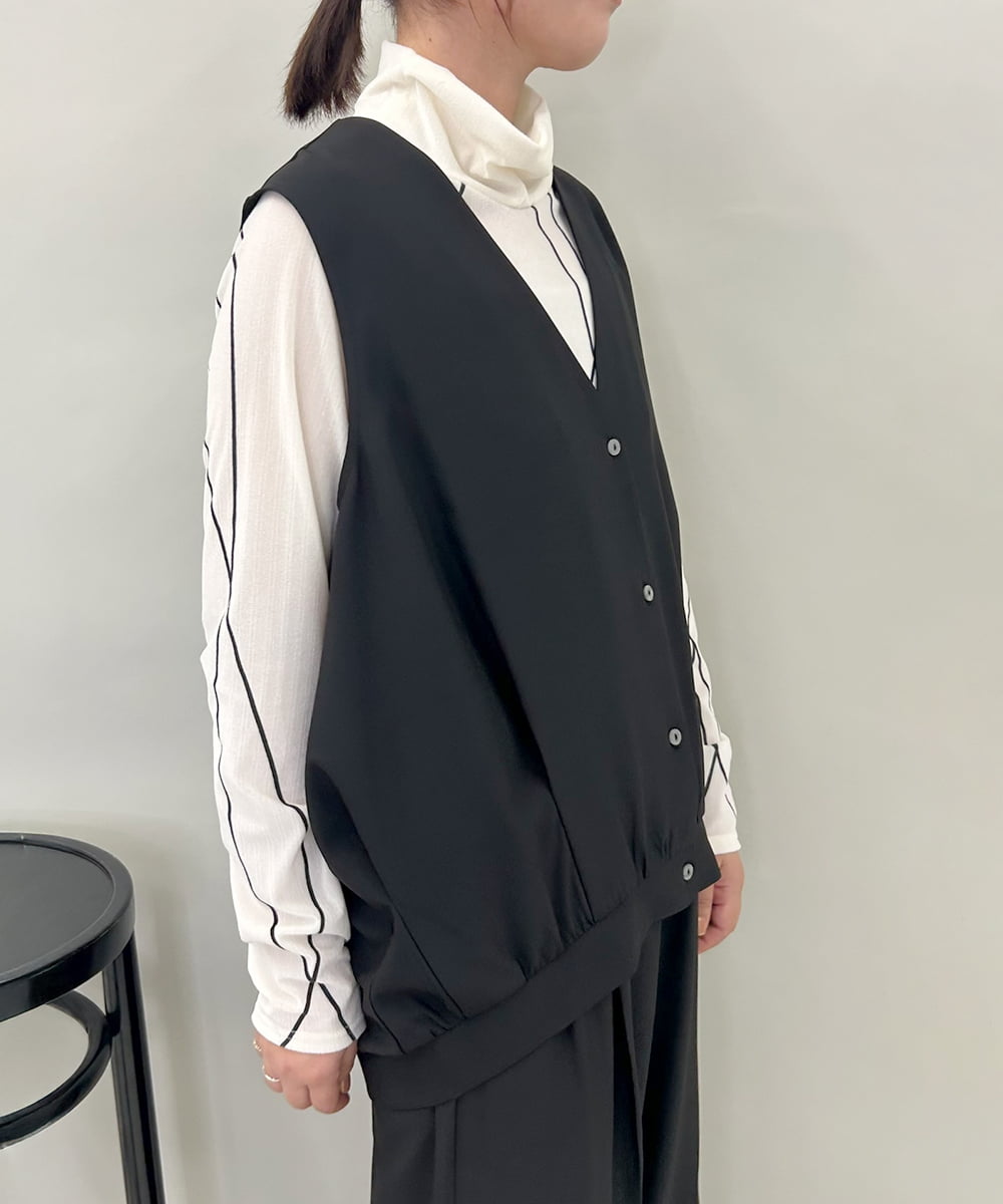 ZMBAE38150 al'aise modulation(アレーズモジュレーション) 【セットアップ対応】タックデザインボリュームシルエットベスト ダークグレー