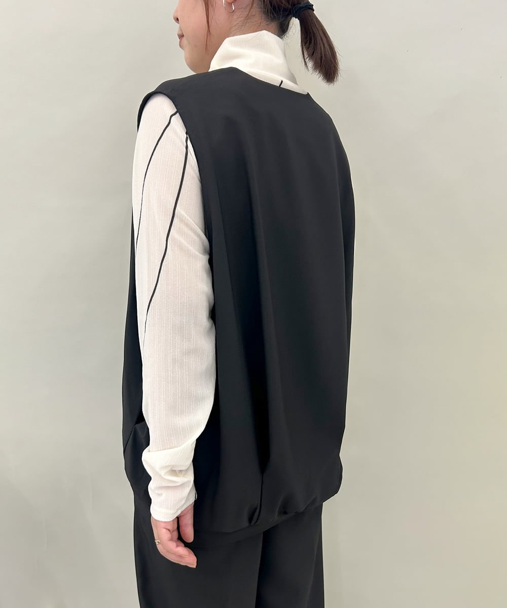 ZMBAE38150 al'aise modulation(アレーズモジュレーション) 【セットアップ対応】タックデザインボリュームシルエットベスト ダークグレー