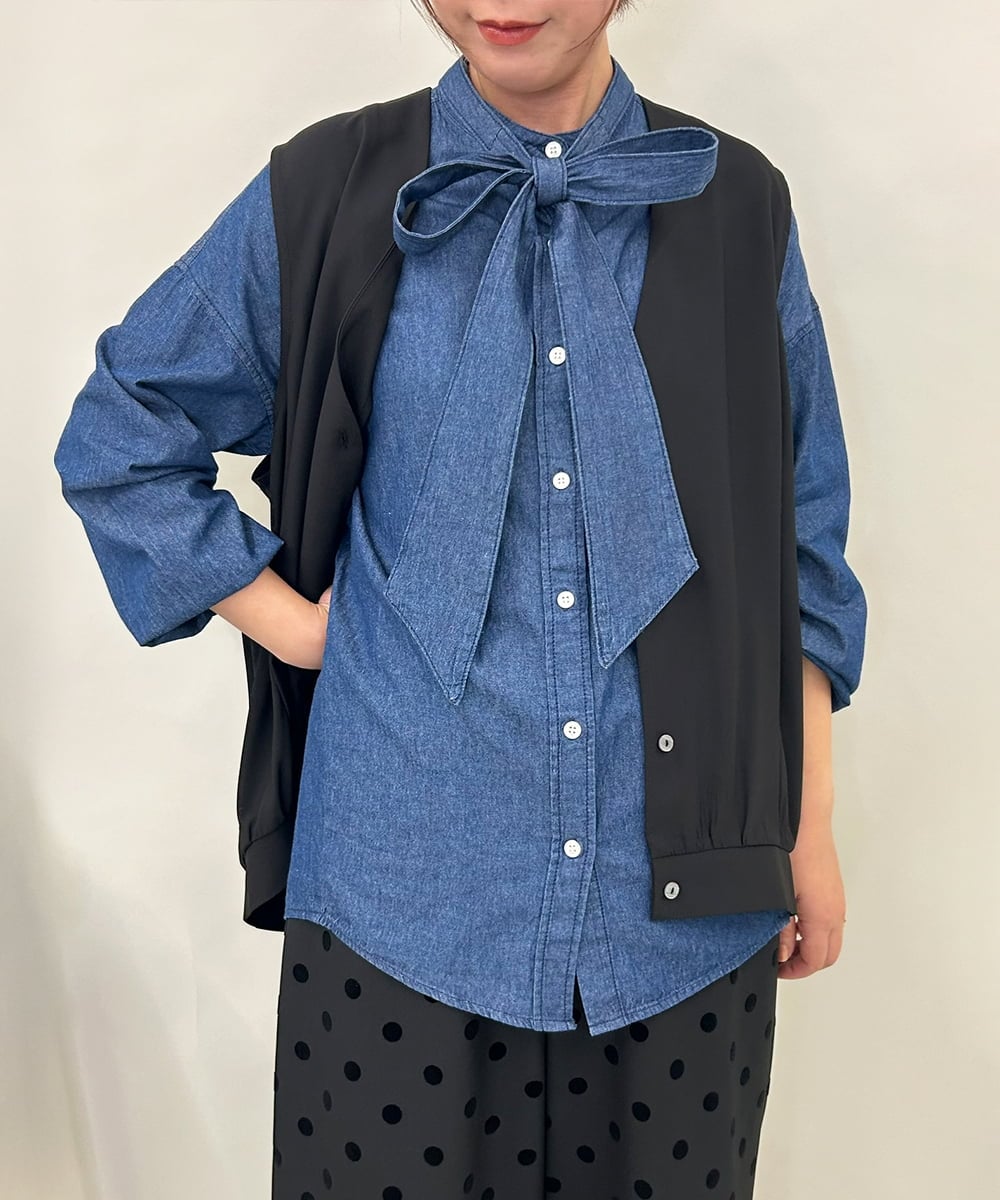 ZMBAE38150 al'aise modulation(アレーズモジュレーション) 【セットアップ対応】タックデザインボリュームシルエットベスト ブラック