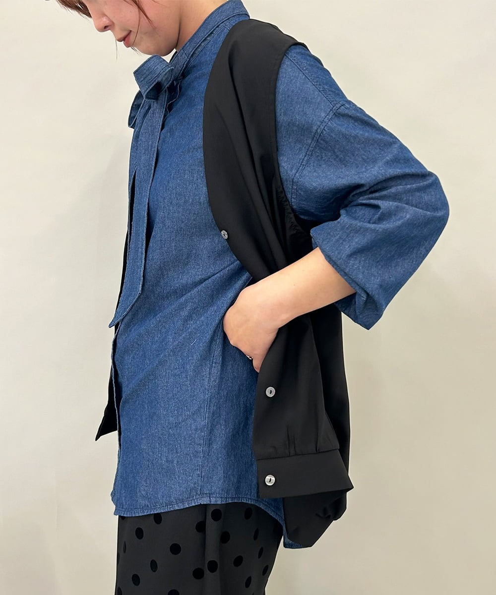 ZMBAE38150 al'aise modulation(アレーズモジュレーション) 【セットアップ対応】タックデザインボリュームシルエットベスト ブラック