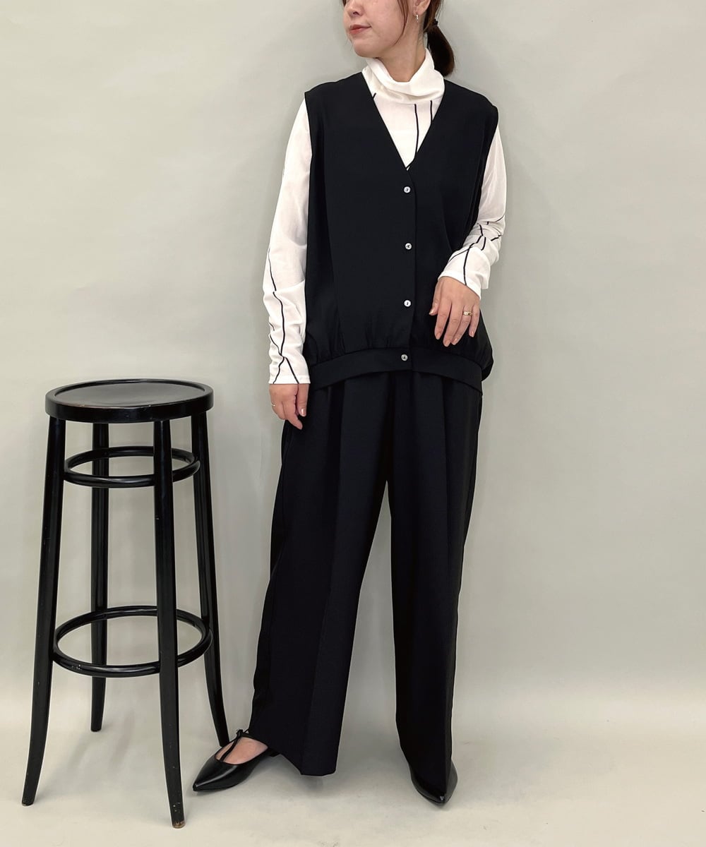 ZMBAE38150 al'aise modulation(アレーズモジュレーション) 【セットアップ対応】タックデザインボリュームシルエットベスト ブラック