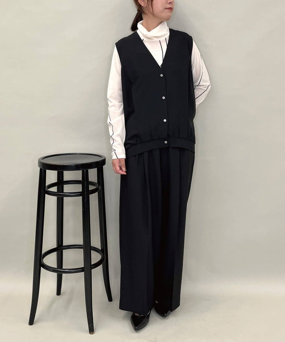 ZMBAE38150 al'aise modulation(アレーズモジュレーション) 【セットアップ対応】タックデザインボリュームシルエットベスト ブラック