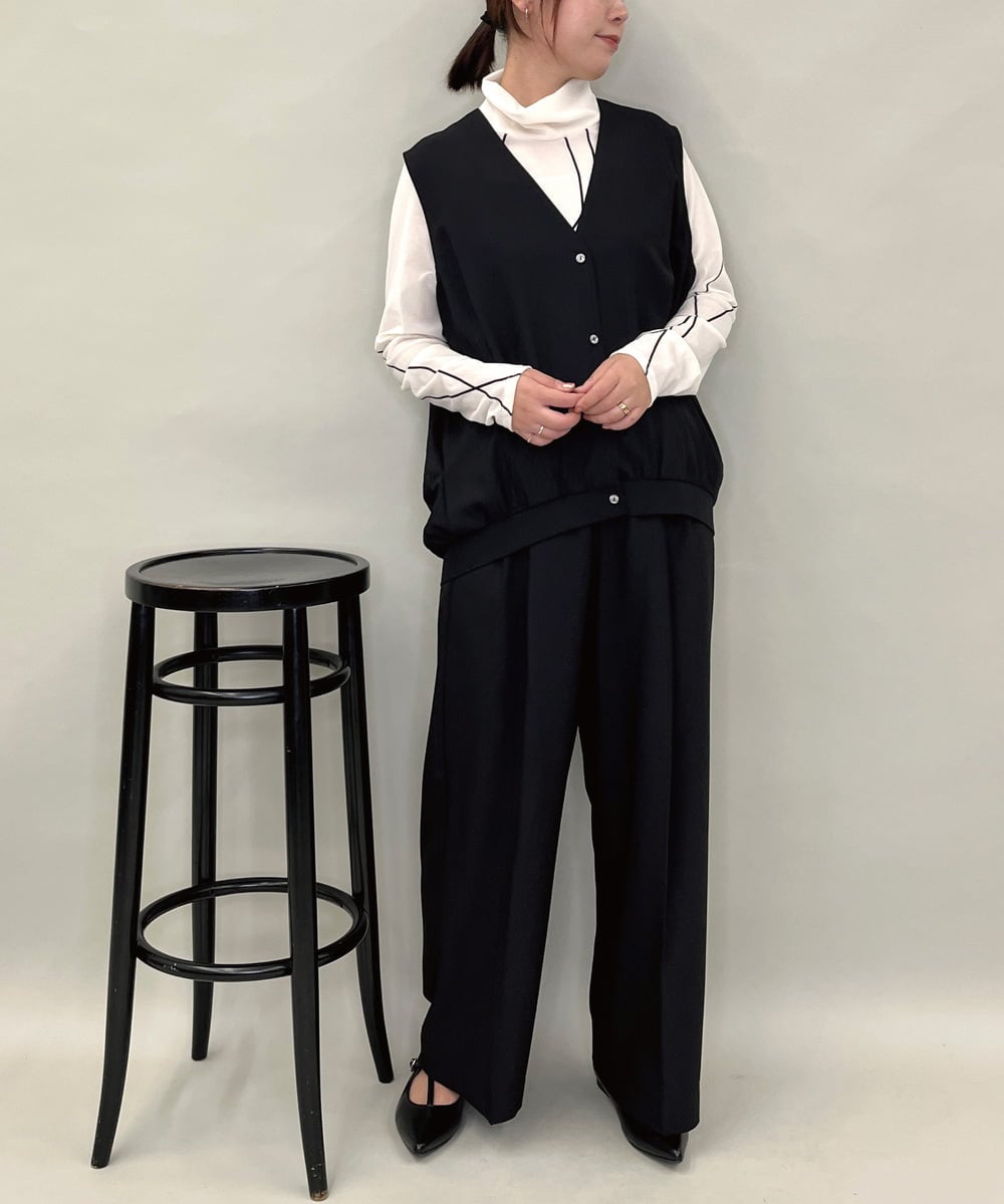 ZMBAE38150 al'aise modulation(アレーズモジュレーション) 【セットアップ対応】タックデザインボリュームシルエットベスト ブラック