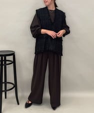 ZMBAE39158 al'aise modulation(アレーズモジュレーション) 【セットアップ対応】ギャザーアクセントデザインブラウス ブラウン