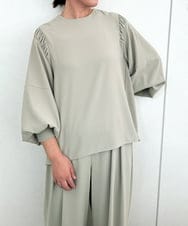 ZMBAE39158 al'aise modulation(アレーズモジュレーション) 【セットアップ対応】ギャザーアクセントデザインブラウス ライトグレー