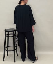 ZMBAE39158 al'aise modulation(アレーズモジュレーション) 【セットアップ対応】ギャザーアクセントデザインブラウス ブラック